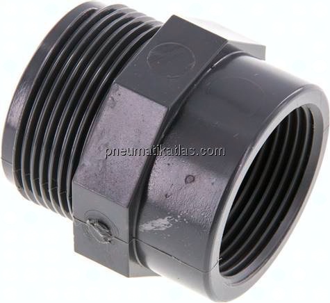 Reduziernippel G 1-1/2"(AG)-Rp 1-1/4"(IG), PVC-U