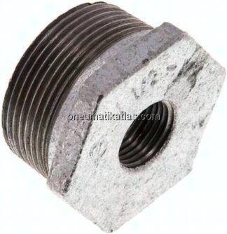 Reduziernippel R 1-1/2"(AG)-Rp 1/2"(IG), Temperguss verzinkt