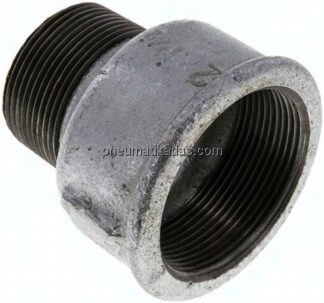 Reduziernippel R 1-1/2"(AG)-Rp 2"(IG), Temperguss verzinkt