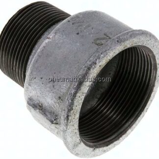 Reduziernippel R 1-1/2"(AG)-Rp 2"(IG), Temperguss verzinkt