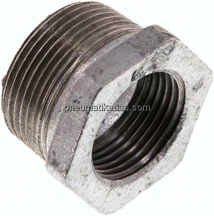 Reduziernippel R 1-1/4"(AG)-Rp 1"(IG), Temperguss verzinkt
