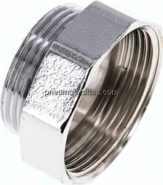 Reduziernippel G 1-1/4"(AG)-G 1-1/2"(IG), Messing vernickelt