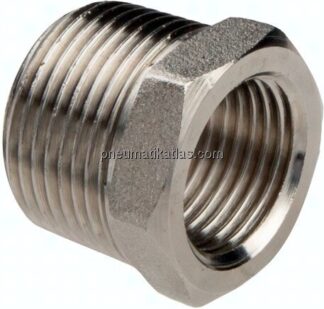 Reduziernippel R 1/4"(AG)-Rp 1/8"(IG), Messing vernickelt