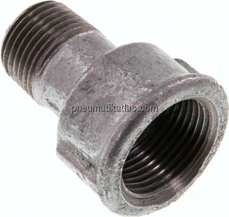 Reduziernippel R 1/2"(AG)-Rp 3/4"(IG), Temperguss verzinkt