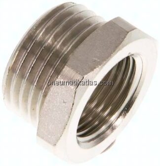 Reduziernippel G 1/2"(AG)-G 3/8"(IG), Messing vernickelt