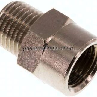 Reduziernippel R 1/4"(AG)-Rp 1/4"(IG), Messing vernickelt