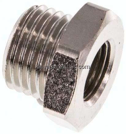 Reduziernippel G 1/4"(AG)-G 1/8"(IG), Messing vernickelt