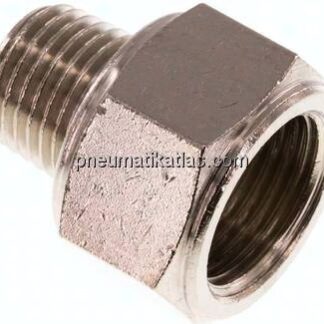 Reduziernippel R 1/4"(AG)-Rp 3/8"(IG), Messing vernickelt