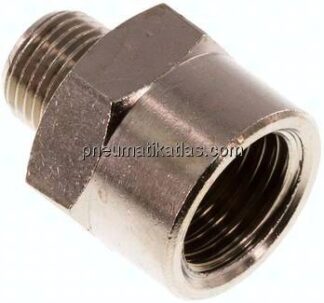 Reduziernippel R 1/8"(AG)-Rp 1/4"(IG), Messing vernickelt