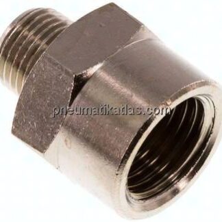 Reduziernippel R 1/8"(AG)-Rp 1/4"(IG), Messing vernickelt