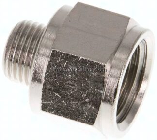 Reduziernippel G 1/8"(AG)-G 1/4"(IG), Messing vernickelt