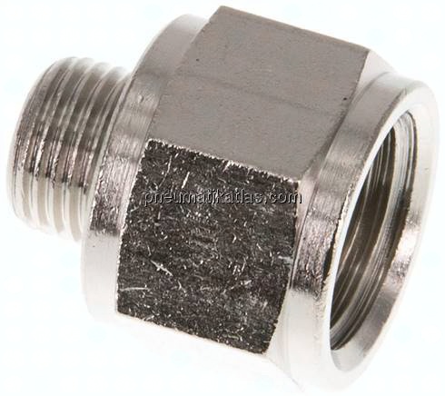 Reduziernippel G 1/8"(AG)-G 1/4"(IG), Messing vernickelt