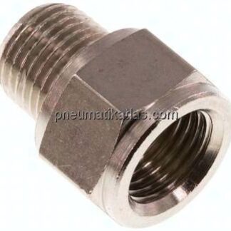 Reduziernippel R 1/8"(AG)-Rp 1/8"(IG), Messing vernickelt