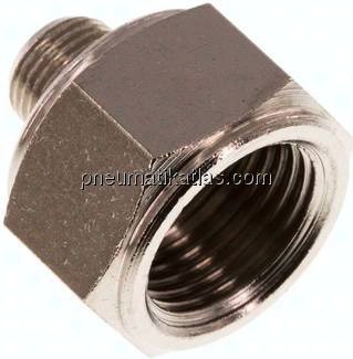 Reduziernippel R 1/8"(AG)-Rp 3/8"(IG), Messing vernickelt