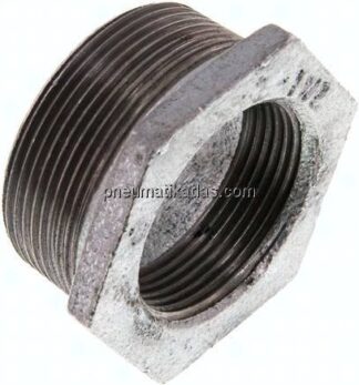 Reduziernippel R 2"(AG)-Rp 1-1/2"(IG), Temperguss verzinkt