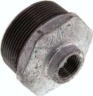 Reduziernippel R 2"(AG)-Rp 1/2"(IG), Temperguss verzinkt