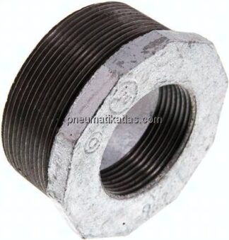 Reduziernippel R 2-1/2"(AG)-Rp 1-1/2"(IG), Temperguss verzinkt