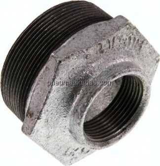 Reduziernippel R 2-1/2"(AG)-Rp 1-1/4"(IG), Temperguss verzinkt