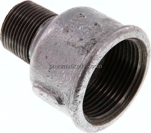 Reduziernippel R 3/4"(AG)-Rp 1-1/4"(IG), Temperguss verzinkt