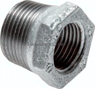 Reduziernippel R 1/4"(AG)-Rp 1/8"(IG), Temperguss verzinkt