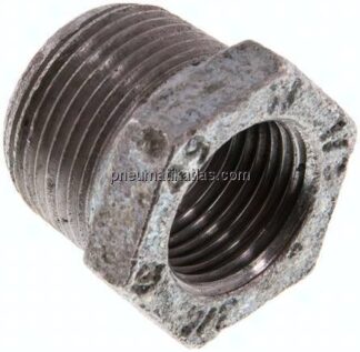 Reduziernippel R 3/4"(AG)-Rp 1/2"(IG), Temperguss verzinkt