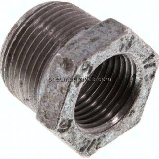 Reduziernippel R 3/4"(AG)-Rp 1/2"(IG), Temperguss verzinkt