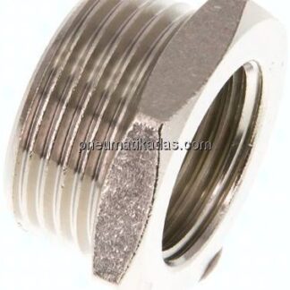 Reduziernippel G 3/4"(AG)-G 1/2"(IG), Messing vernickelt