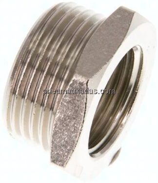Reduziernippel G 3/4"(AG)-G 1/2"(IG), Messing vernickelt
