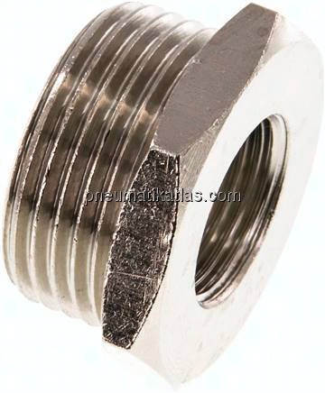 Reduziernippel G 3/4"(AG)-G 3/8"(IG), Messing vernickelt