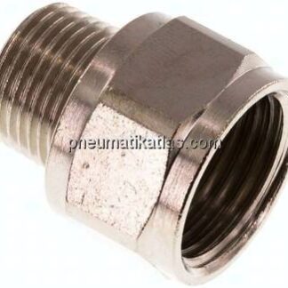 Reduziernippel R 3/8"(AG)-Rp 1/2"(IG), Messing vernickelt