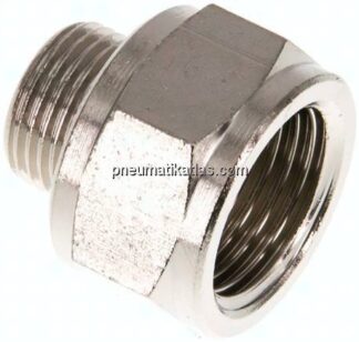 Reduziernippel G 3/8"(AG)-G 1/2"(IG), Messing vernickelt