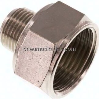 Reduziernippel R 3/8"(AG)-Rp 3/4"(IG), Messing vernickelt