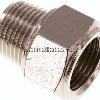 Reduziernippel R 3/8"(AG)-Rp 3/8"(IG), Messing vernickelt