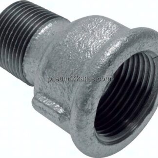 Reduziernippel R 1/4"(AG)-Rp 3/8"(IG), Temperguss verzinkt