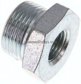 Reduziernippel M 22x1,5(AG)-G 1/4"(IG), Stahl verzinkt