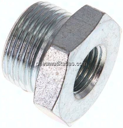 Reduziernippel M 22x1,5(AG)-G 1/4"(IG), Stahl verzinkt