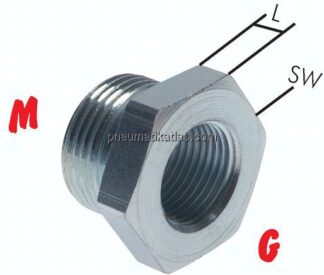 Reduziernippel M 22x1,5(AG)-G 1/2"(IG), Stahl verzinkt