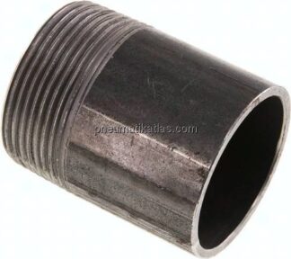 Anschweißnippel R 1-1/2"-60mm-48,3mm, ST 37, Stahl schwarz