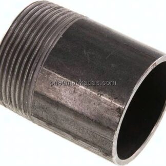 Anschweißnippel R 1-1/2"-60mm-48,3mm, ST 37, Stahl schwarz