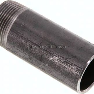 Anschweißnippel R 1-1/4"-100mm-42,4mm, ST 37, Stahl schwarz