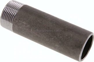Anschweißnippel R 1-1/4"-120mm-42,4mm, ST 37, Stahl schwarz