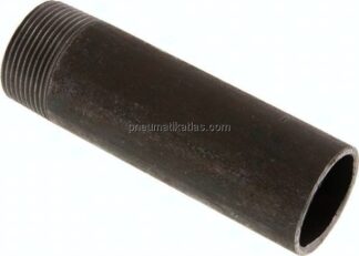 Anschweißnippel R 1-1/4"-130mm-42,4mm, ST 37, Stahl schwarz