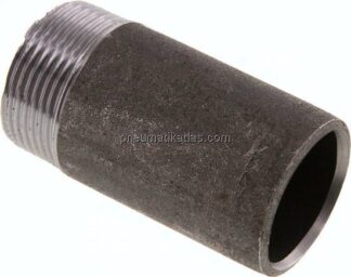 Anschweißnippel R 1-1/4"-80mm-42,4mm, ST 37, Stahl schwarz