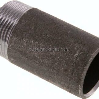 Anschweißnippel R 1-1/4"-80mm-42,4mm, ST 37, Stahl schwarz