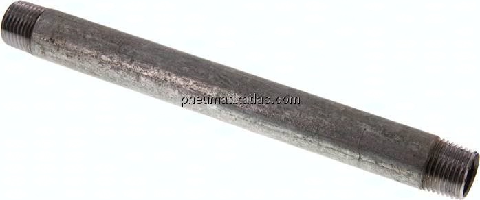 Rohrdoppelnippel R 1/2"-200mm, Stahlrohr ST 37 verzinkt