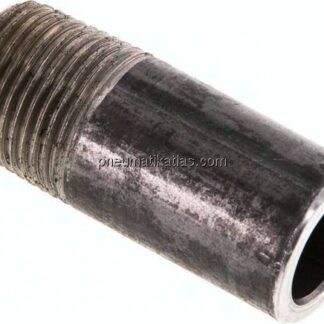 Anschweißnippel R 3/8"-40mm-17,2mm, ST 37, Stahl schwarz
