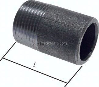 Anschweißnippel R 3/8"-350mm-17,2mm, ST 37, Stahl schwarz