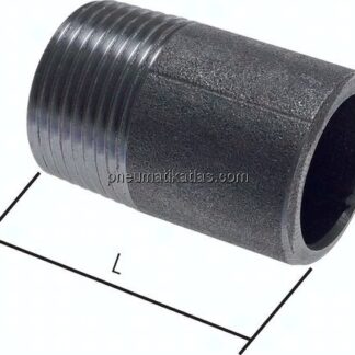 Anschweißnippel R 3/8"-350mm-17,2mm, ST 37, Stahl schwarz