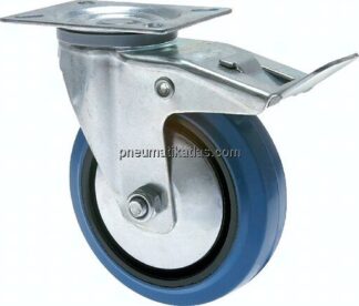 Elastik-Vollgummirolle, 160mm, Lenkrolle mit Totalfeststeller