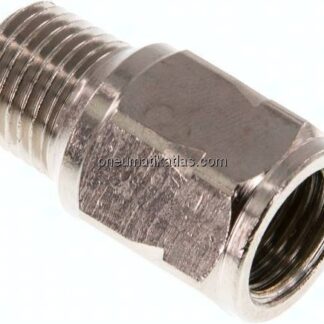 Mini-Rückschlagventil R/Rp 1/4" (AG/IG), Messing vernickelt